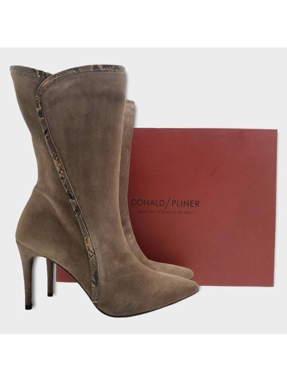 Donald J. Pliner Rina Womens Suede Pointed Toe Mid-Calf Heel Boots Size 11